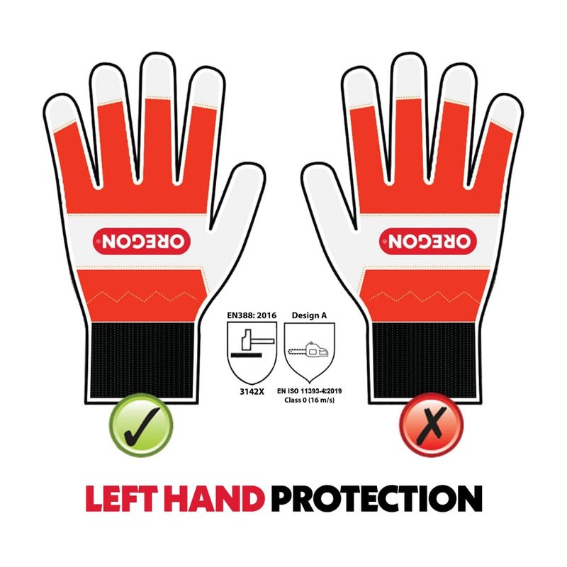 Oregon Chainsaw Left-Hand Protection Leather Gloves â€“ Extra Large (Size 11) (91305XL) - Image 4